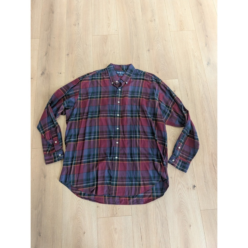 Vintage Polo Ralph Lauren Blake‎ Flannel Button Down Shirt Mens Sz XL